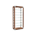 Modern Glass Display Cabinet with Wooden Frame and Adjustable Shelves