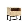 Modern Wood Nightstand with Open Shelf and Drawer